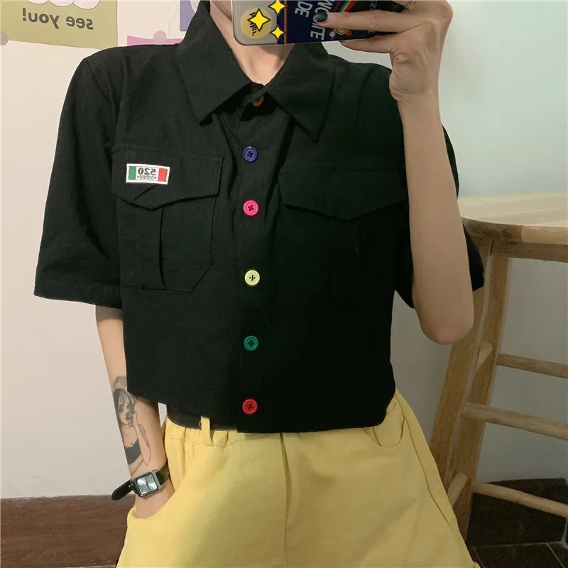 Women Summer Sweet Single-breasted T-Shirts Fashion Woman Short Sleeve Tops Korean Preppy Cute All-match New Loose Chic Tops
Women Summer Sweet Single-breasted T-Shirts Fashion Woman Short Sleeve Tops Korean Preppy Cute All-match New Loose Chic Tops