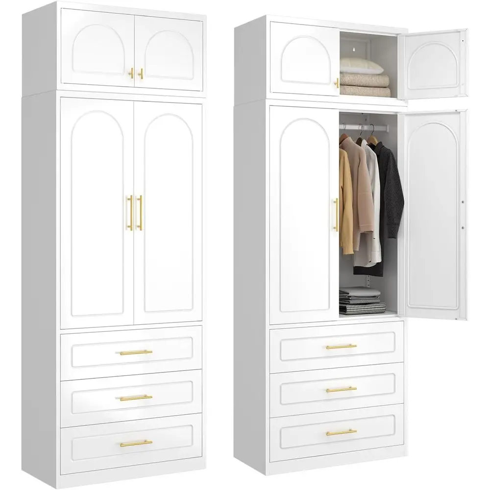 86-Inch Metal Wardrobe with 3 Drawers, Adjustable Shelves, and Hanging Rod for Bedroom, Home, or Office Use
86-Inch Metal Wardrobe with 3 Drawers, Adjustable Shelves, and Hanging Rod for Bedroom, Home, or Office Use