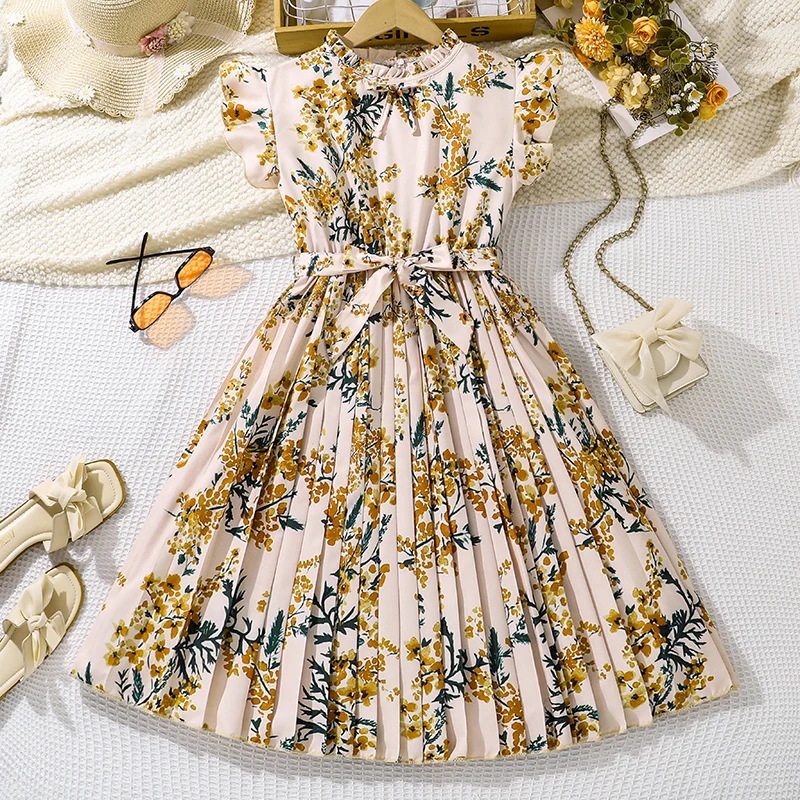 Girls Dress Modest Preppy Style Beige Wing-Sleeve Pleated Dress Children Gown For Church Baptism School Kids Costume Daily
Girls Dress Modest Preppy Style Beige Wing-Sleeve Pleated Dress Children Gown For Church Baptism School Kids Costume Daily
