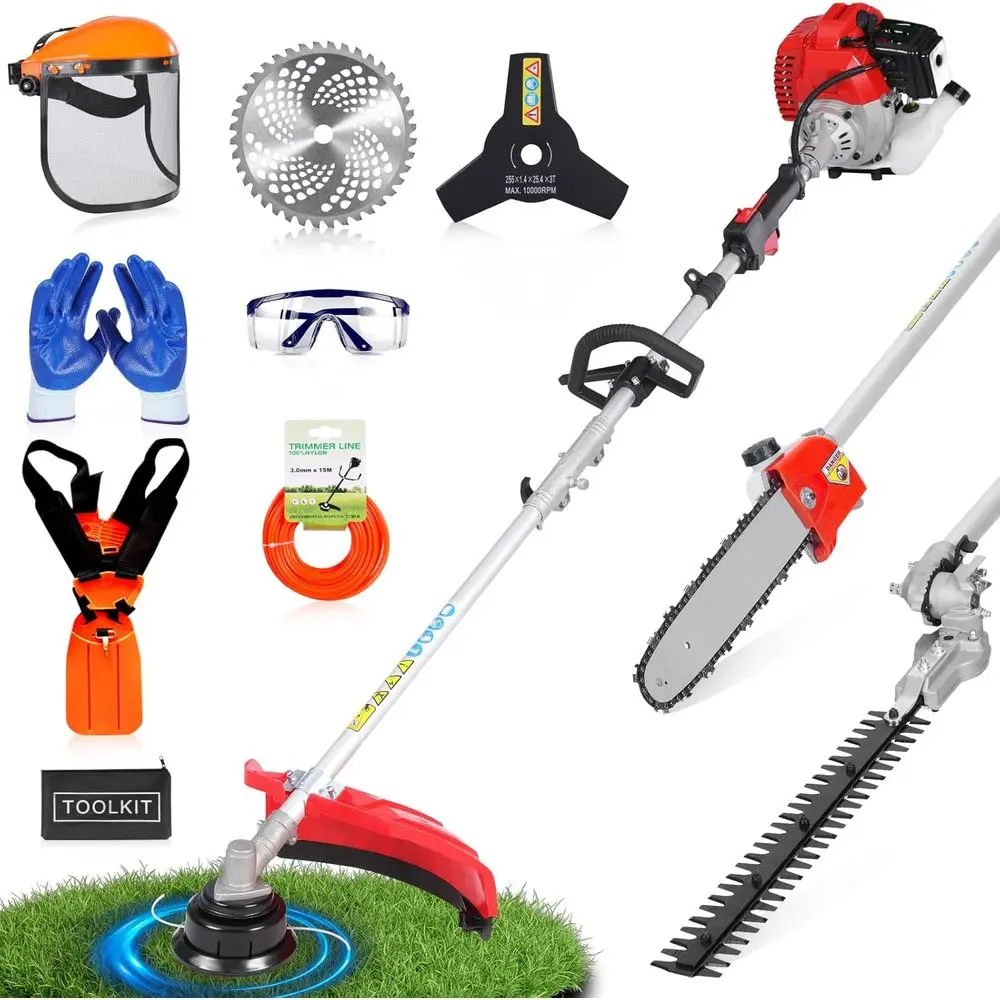52CC Gas Weed Wacker & Weed Eater Multi-Tool - Heavy Duty Brush Cutter, Pole Saw, Hedge Blade, String Line & 40-Inch Extension -
52CC Gas Weed Wacker & Weed Eater Multi-Tool - Heavy Duty Brush Cutter, Pole Saw, Hedge Blade, String Line & 40-Inch Extension -