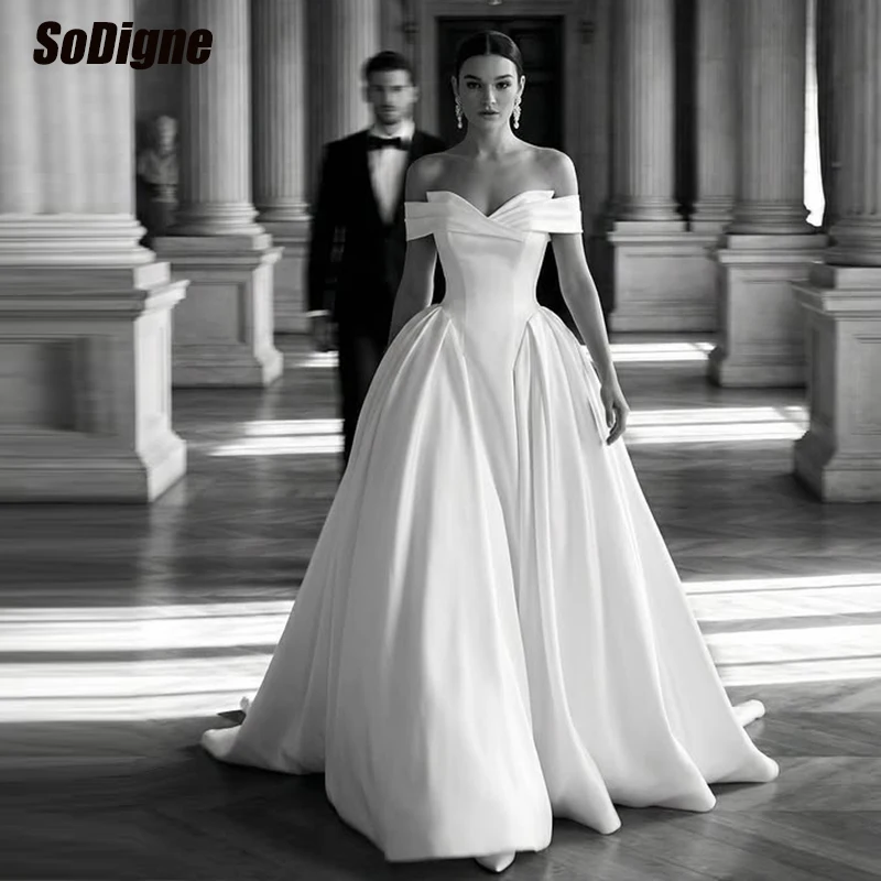 SoDigne A-line Satin Off Shoulder Wedding Dresses Sleeveless Bridal Dress Simple Wedding Gown Robe De Mairee Customized
SoDigne A-line Satin Off Shoulder Wedding Dresses Sleeveless Bridal Dress Simple Wedding Gown Robe De Mairee Customized