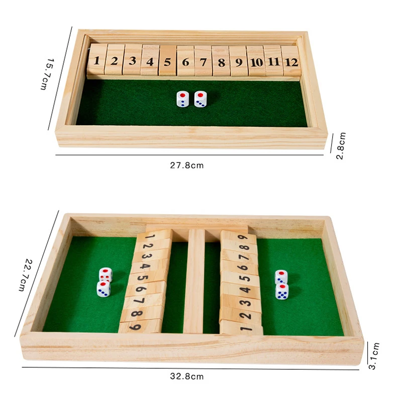 Wooden Dice Board Game Shut The Box for Players Flaps & Dices Game Parent-children Interaction Family Entertainment
Wooden Dice Board Game Shut The Box for Players Flaps & Dices Game Parent-children Interaction Family Entertainment