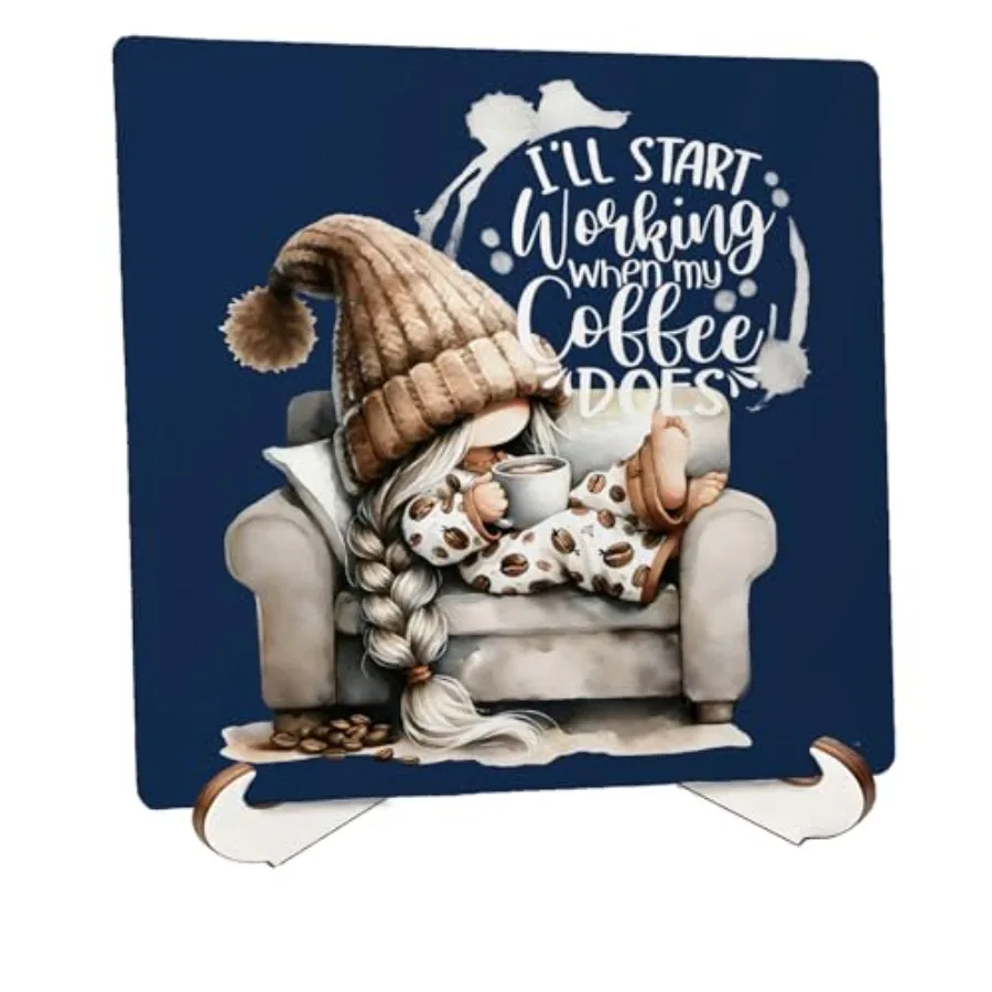 Funny Gnome Coffee Bar Wooden Desk Decor Sign 5x5 Inch, I'll Start Working When My Coffee Does Signs Plaque With Wooden Stand f
Funny Gnome Coffee Bar Wooden Desk Decor Sign 5x5 Inch, I'll Start Working When My Coffee Does Signs Plaque With Wooden Stand f