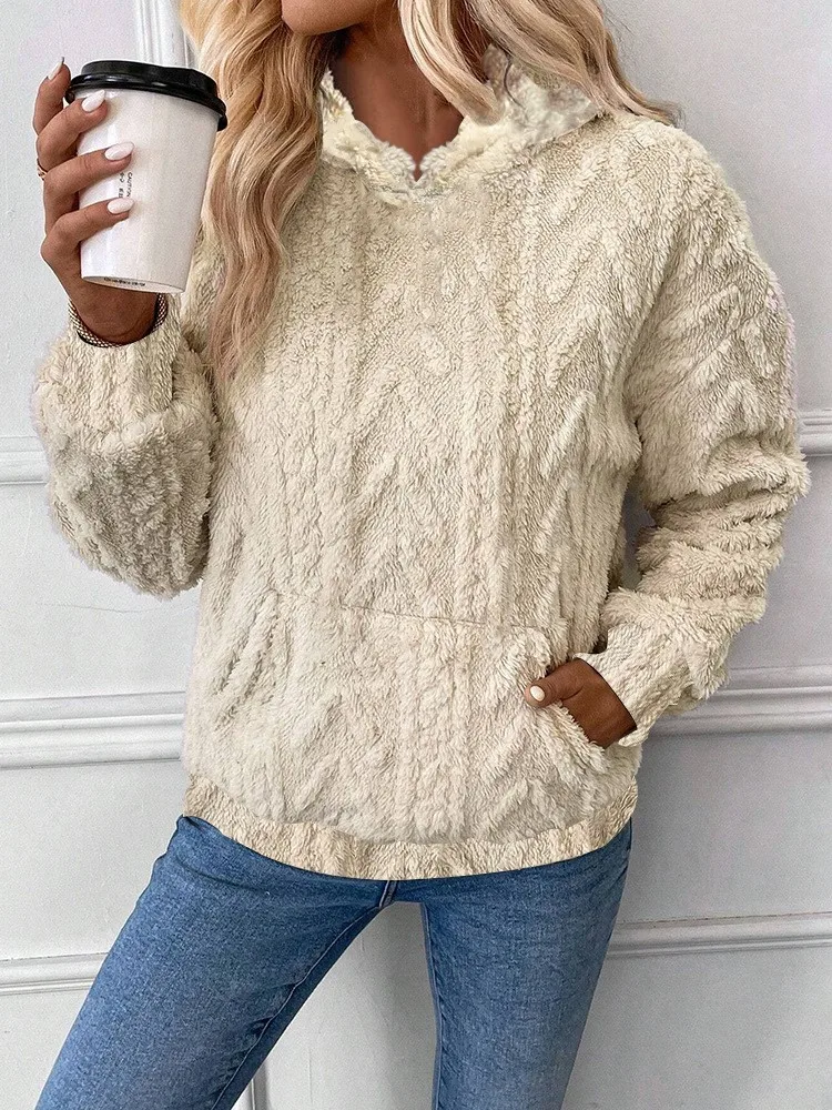 Winter Plush Hoodies Women's Sweatshirt 2025 Autumn New Long Sleeve Pocket Hooded Loose Warm Pullover Fashion Street Solid Top
Winter Plush Hoodies Women's Sweatshirt 2025 Autumn New Long Sleeve Pocket Hooded Loose Warm Pullover Fashion Street Solid Top