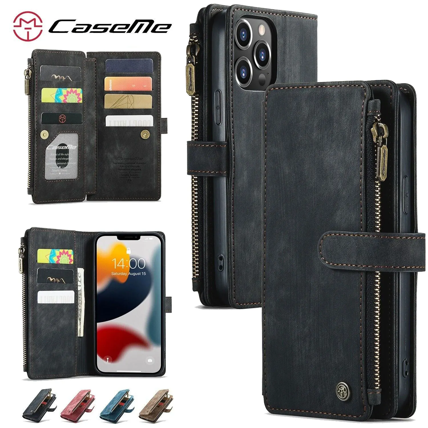 CaseMe Zipper Wallet Leather Case for iPhone 16 Pro Max 16e 15 14 13 12 11 XS XR X 8 Plus SE Purse Handbag Card Slot Phone Cover
CaseMe Zipper Wallet Leather Case for iPhone 16 Pro Max 16e 15 14 13 12 11 XS XR X 8 Plus SE Purse Handbag Card Slot Phone Cover