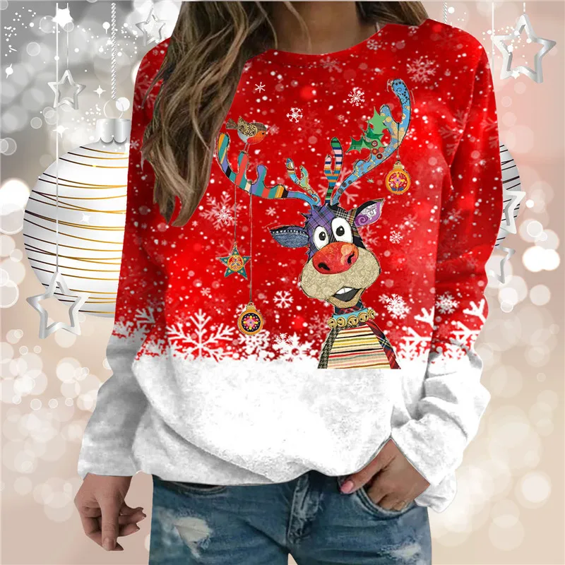 Christmas Deer Element Pattern Women Fashion T-Shirts Autumn Winter Long Sleeve 3D Printed Christmas Style Ladies Tops Plus Size 
Christmas Deer Element Pattern Women Fashion T-Shirts Autumn Winter Long Sleeve 3D Printed Christmas Style Ladies Tops Plus Size