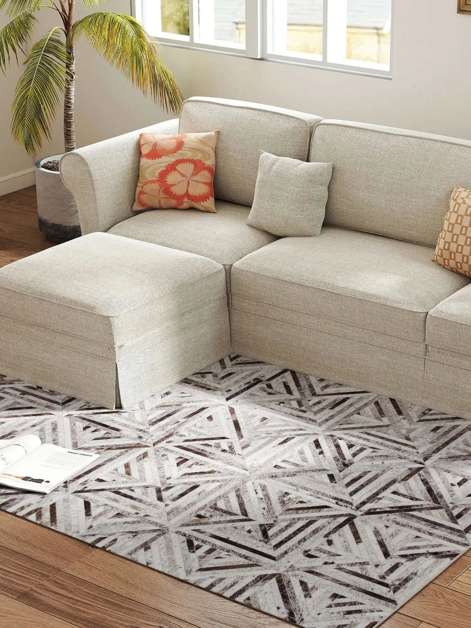 HOMEFISH Heat transfer printed carpet with faux leather patchwork adds modern luxury and durability 230L x 160W x 0.5H cm
HOMEFISH Heat transfer printed carpet with faux leather patchwork adds modern luxury and durability 230L x 160W x 0.5H cm