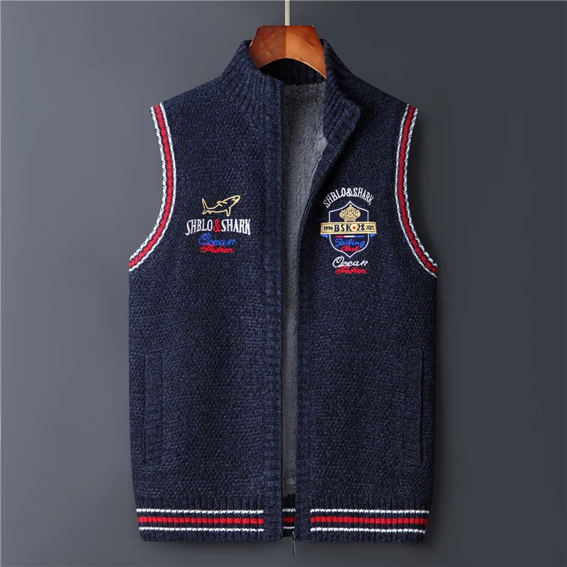 Vest Sleeveless Sweater Male Shark Knitted Knit wear Clothes Fleece Warm Zipper Winter Cardigan Men Vest Brand 2022
Vest Sleeveless Sweater Male Shark Knitted Knit wear Clothes Fleece Warm Zipper Winter Cardigan Men Vest Brand 2022