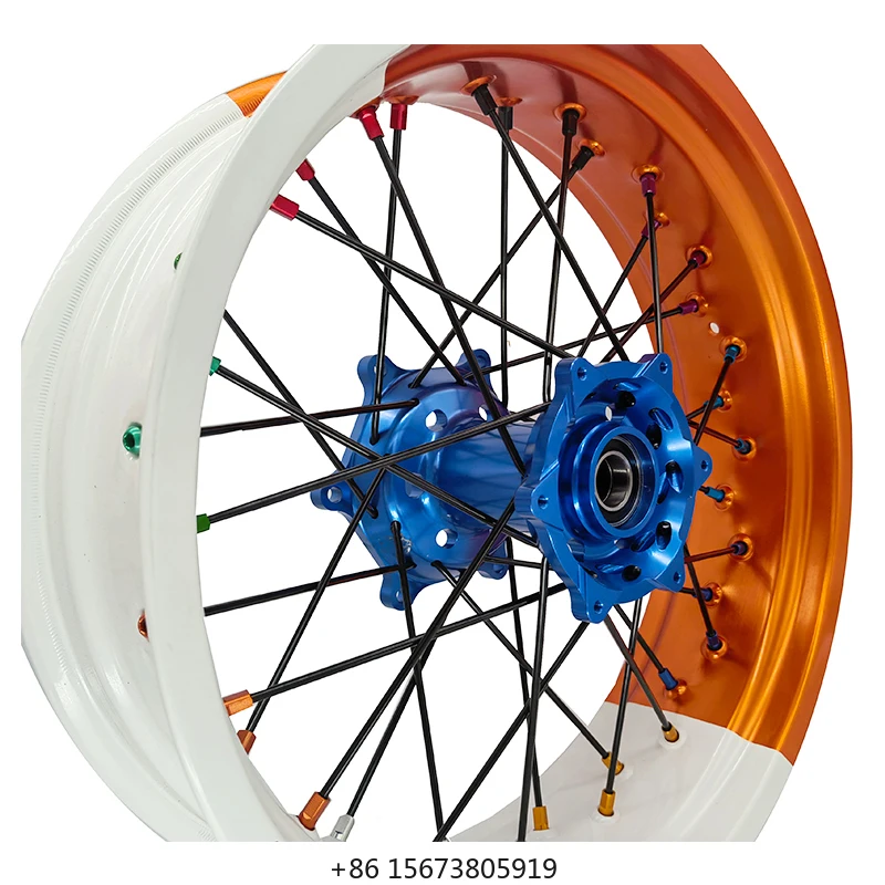 Motorcycle Bi-color White and Orange Supermoto Wheels Supermotard Wheel Set for EXC SXF SX
Motorcycle Bi-color White and Orange Supermoto Wheels Supermotard Wheel Set for EXC SXF SX