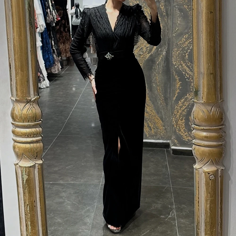 Customized Straight Evening Dresses Ankle-length V-neck Sleeveless Prom Gown Simple Fashion Lace Crystal Casual Party Gown
Customized Straight Evening Dresses Ankle-length V-neck Sleeveless Prom Gown Simple Fashion Lace Crystal Casual Party Gown