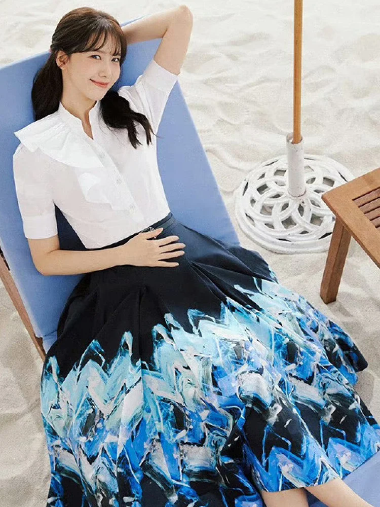 Summer New High Quality Designer White Top Print Half Skirt Celebrity Office Party Gorgeous Casual Elegant Fashion Women'S Sets
Summer New High Quality Designer White Top Print Half Skirt Celebrity Office Party Gorgeous Casual Elegant Fashion Women'S Sets