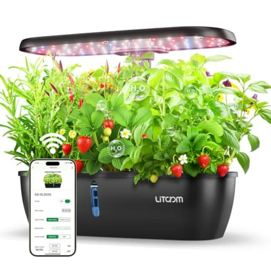 Indoor Herb Garden Planter 15-Pod Hydroponics System with 24W Grow Light and APP Control Green Color Quiet Pump and 24H Timer 2
Indoor Herb Garden Planter 15-Pod Hydroponics System with 24W Grow Light and APP Control Green Color Quiet Pump and 24H Timer 2