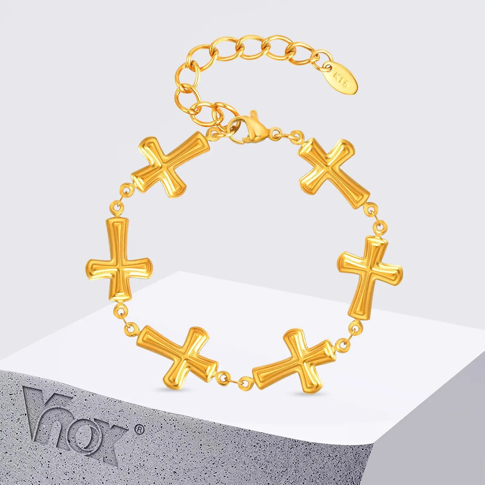 Vnox Classic Gold Plated Cross Chain Bracelet Trendy Elements Smooth Cross Religion Daily Bracelet Stainless Steel Jewelry
Vnox Classic Gold Plated Cross Chain Bracelet Trendy Elements Smooth Cross Religion Daily Bracelet Stainless Steel Jewelry