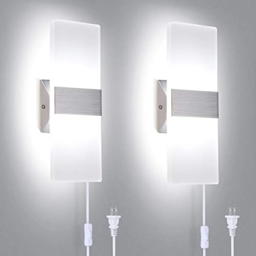 Modern Wall Sconces Set of 2, Wall Sconce Plug in W LED 6000K Cool White Acrylic Wall Mounted Light Wall Lights with 6Feet Plug
Modern Wall Sconces Set of 2, Wall Sconce Plug in W LED 6000K Cool White Acrylic Wall Mounted Light Wall Lights with 6Feet Plug