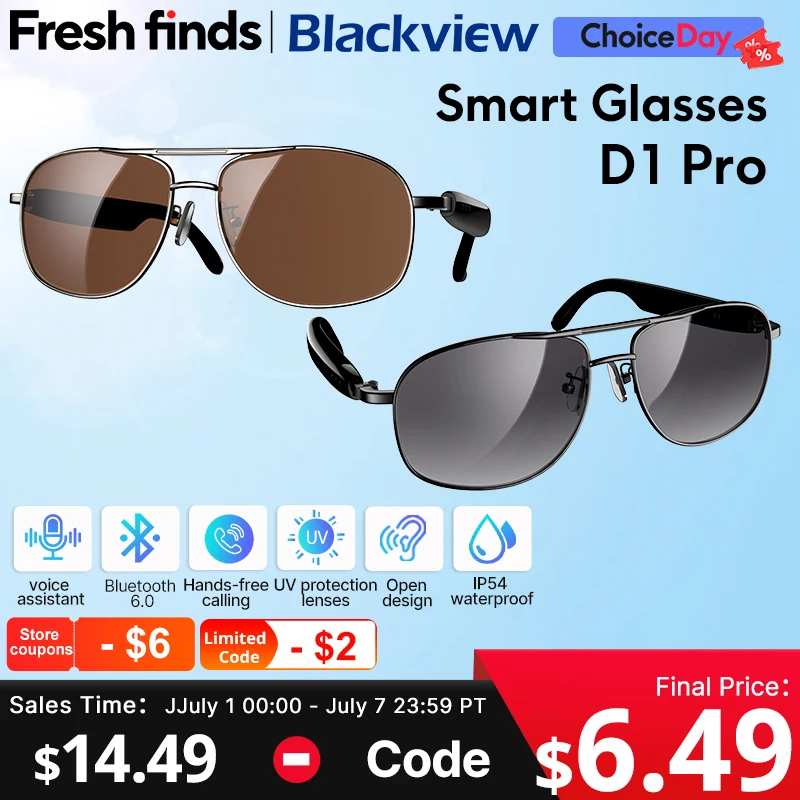 【World premiere】Blackview Smart glasses D1 Pro IP54 Open sound field voice assistant Outdoor UV protection Sunglasses
【World premiere】Blackview Smart glasses D1 Pro IP54 Open sound field voice assistant Outdoor UV protection Sunglasses