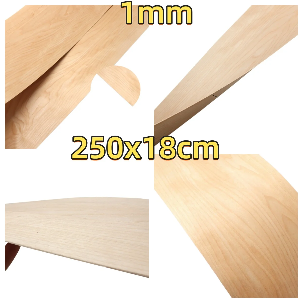 Natural Maple Veneer, 1mm, 250x18cm, For Display Table Surface Veneering & Drum Shell Decoration.
Natural Maple Veneer, 1mm, 250x18cm, For Display Table Surface Veneering & Drum Shell Decoration.