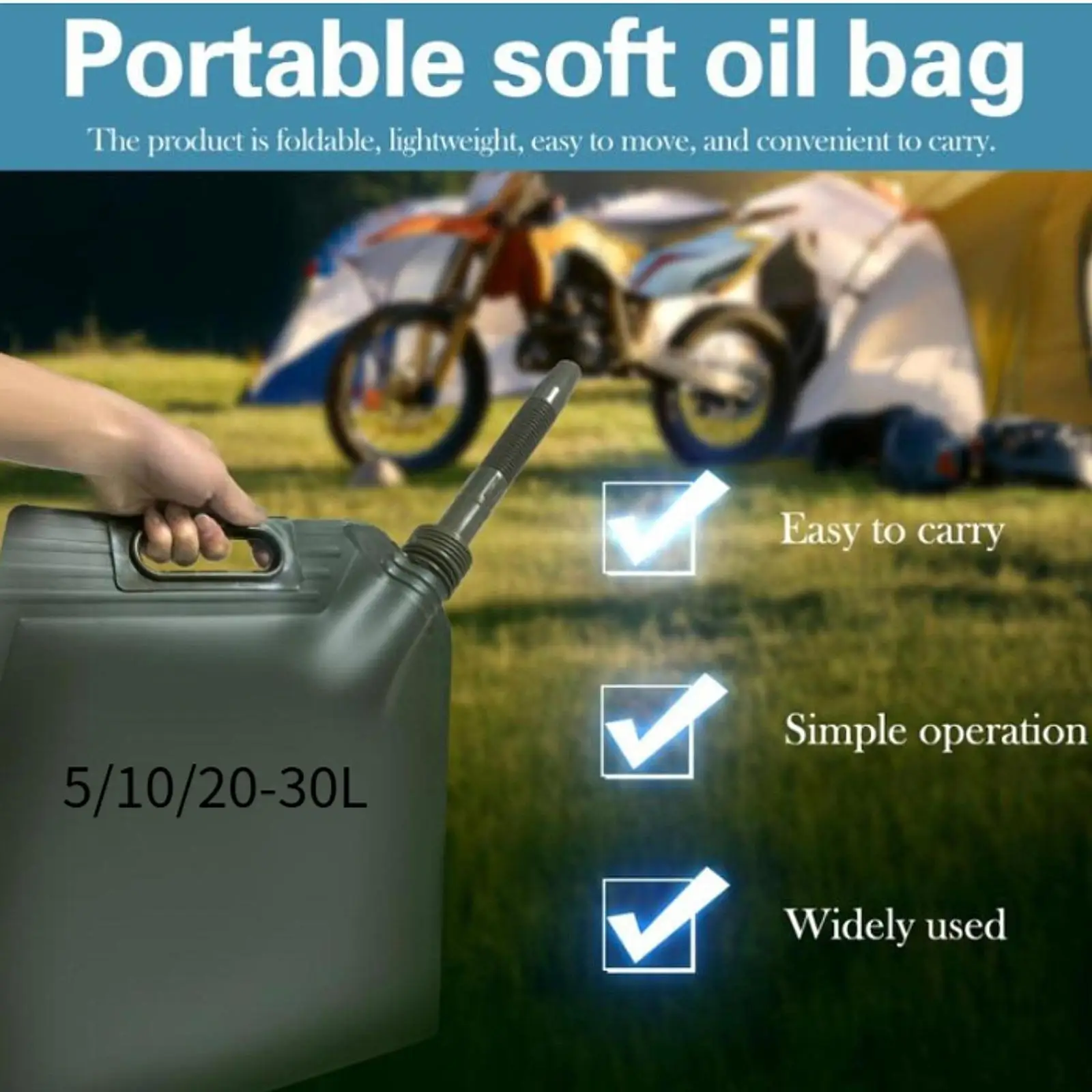 Soft Oil Bag Fuel Container Carrier Sturdy Folding Convenient Replacement with
Soft Oil Bag Fuel Container Carrier Sturdy Folding Convenient Replacement with