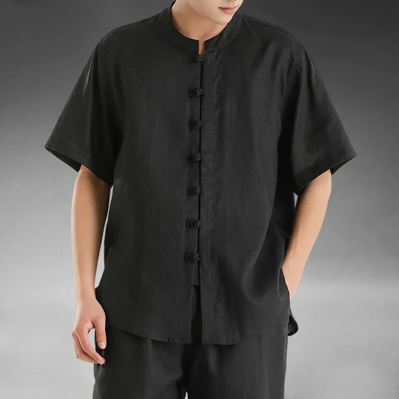 Mens Chinese Style Linen Short Sleeve Shirt Summer Thin Traditional Tang Suit Top
Mens Chinese Style Linen Short Sleeve Shirt Summer Thin Traditional Tang Suit Top