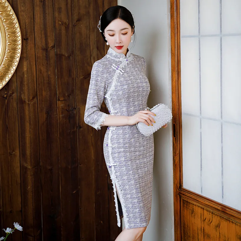 Women Chinese Spring Summer New Traditional Qipao Lace Lady Party Dress Female Embroidery Long Fork Mandarin Collar Cheongsam
Women Chinese Spring Summer New Traditional Qipao Lace Lady Party Dress Female Embroidery Long Fork Mandarin Collar Cheongsam