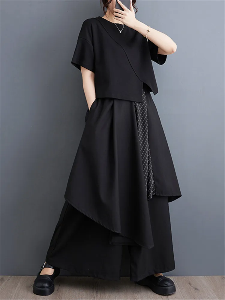 Women Asymmetrical Patchwork Striped Pant Pocket Loose High Waist 2024 Summer New Arrival Casual Fashion Female Wide Leg Pants
Women Asymmetrical Patchwork Striped Pant Pocket Loose High Waist 2024 Summer New Arrival Casual Fashion Female Wide Leg Pants