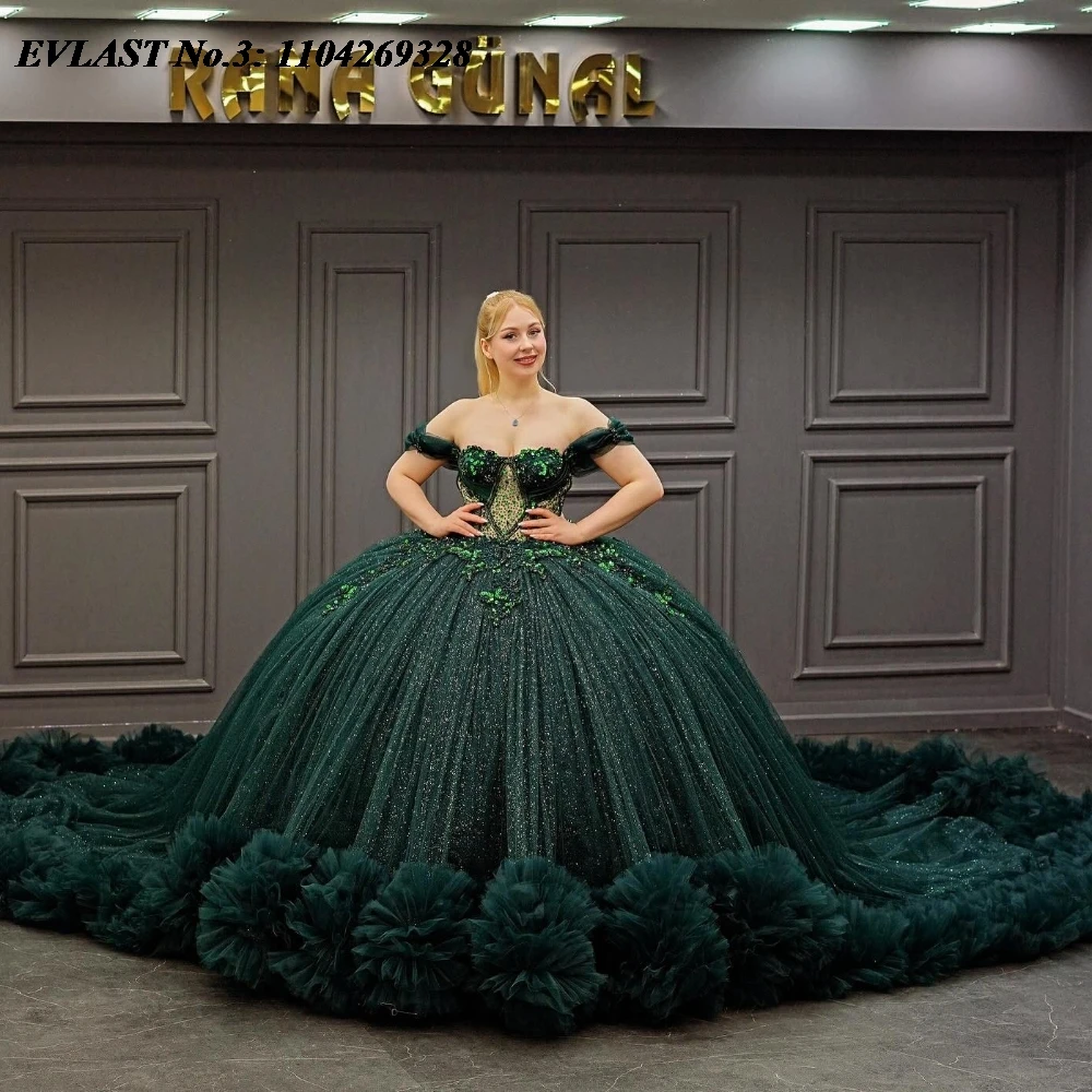EVLAST блестящее темно-зеленое платье Quinceanera по индивидуальному заказу, бальное платье с аппликацией и бисером, бант, корсет Sweet 16, Vestido De 15 Anos E3Q415
EVLAST блестящее темно-зеленое платье Quinceanera по индивидуальному заказу, бальное платье с аппликацией и бисером, бант, корсет Sweet 16, Vestido De 15 Anos E3Q415