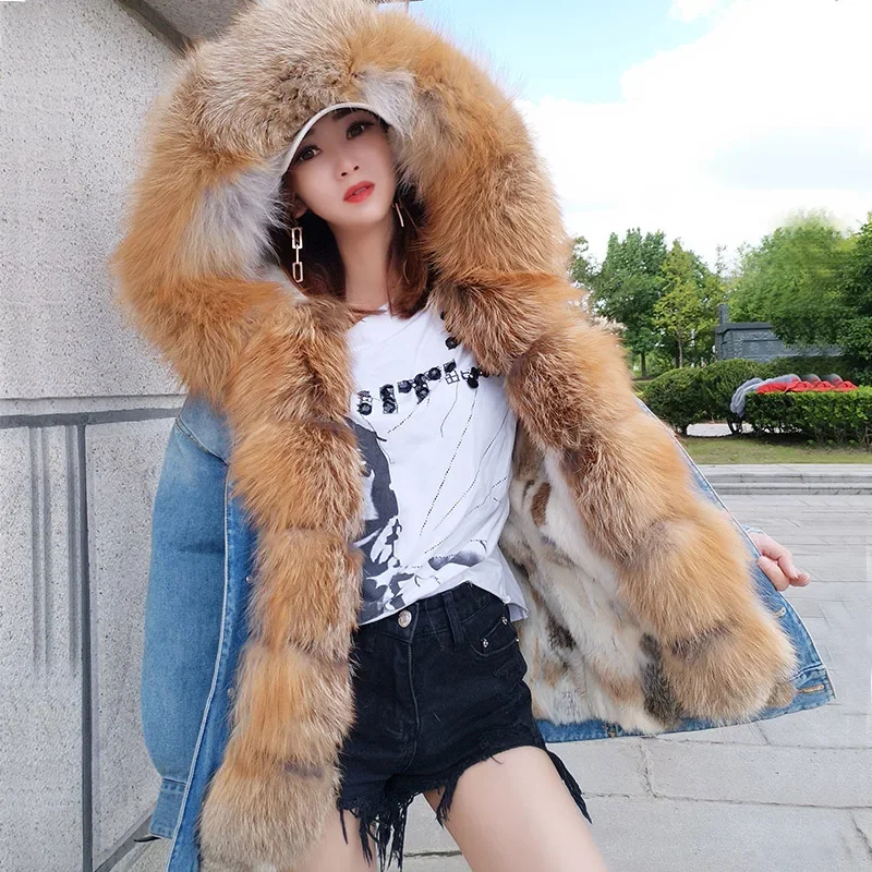 New style Casual winter jacket women Holes denim jacket fur coat real Fox fur collar warm Rabbit fur Liner parka
New style Casual winter jacket women Holes denim jacket fur coat real Fox fur collar warm Rabbit fur Liner parka