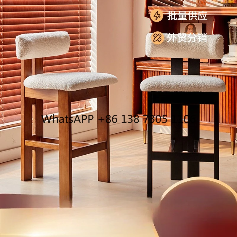 French bar chair antique household lamb wool casual high chair stool Nordic front desk solid wood chair
French bar chair antique household lamb wool casual high chair stool Nordic front desk solid wood chair
