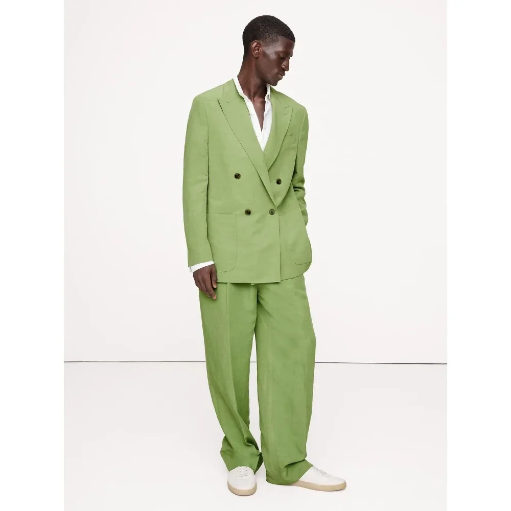 Linen Sage Green Men Suits Relaxed Blazer Pants Set Double Breasted Summer Men Suits Loose Breathable Wedding Beach Outfit
Linen Sage Green Men Suits Relaxed Blazer Pants Set Double Breasted Summer Men Suits Loose Breathable Wedding Beach Outfit