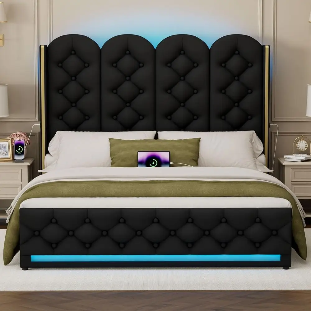 Кровать-платформа размера Queen-size из бархата с пуговичной отделкой, светодиодной подсветкой, зарядной станцией, простой в сборке, бесшумная, черная.
Кровать-платформа размера Queen-size из бархата с пуговичной отделкой, светодиодной подсветкой, зарядной станцией, простой в сборке, бесшумная, черная.