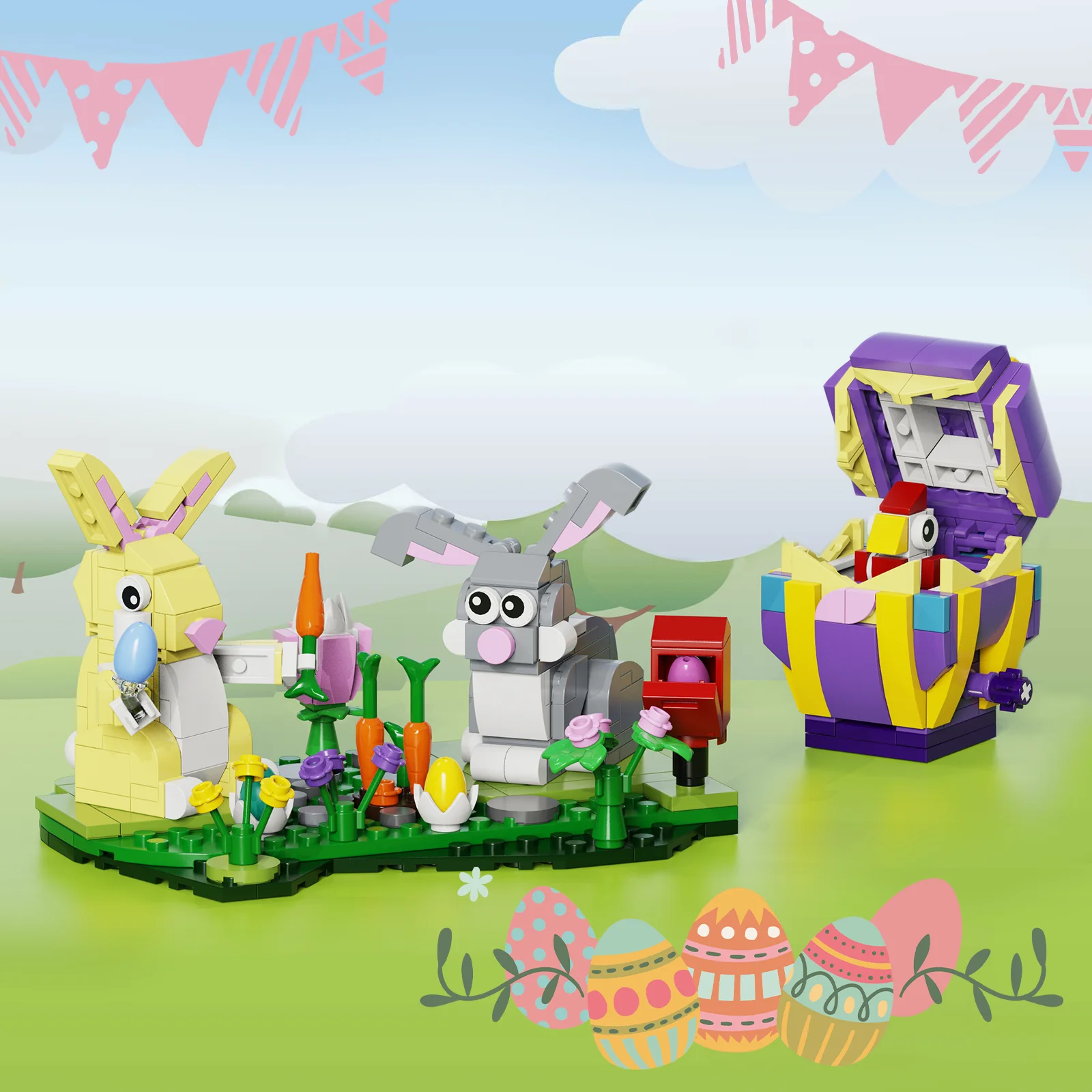 BuildMoc 2024 New Easter Bunny Building Block Suit Cute Animal Rabbit Scene Educational Toys Easter Day Gifts for Kids
BuildMoc 2024 New Easter Bunny Building Block Suit Cute Animal Rabbit Scene Educational Toys Easter Day Gifts for Kids
