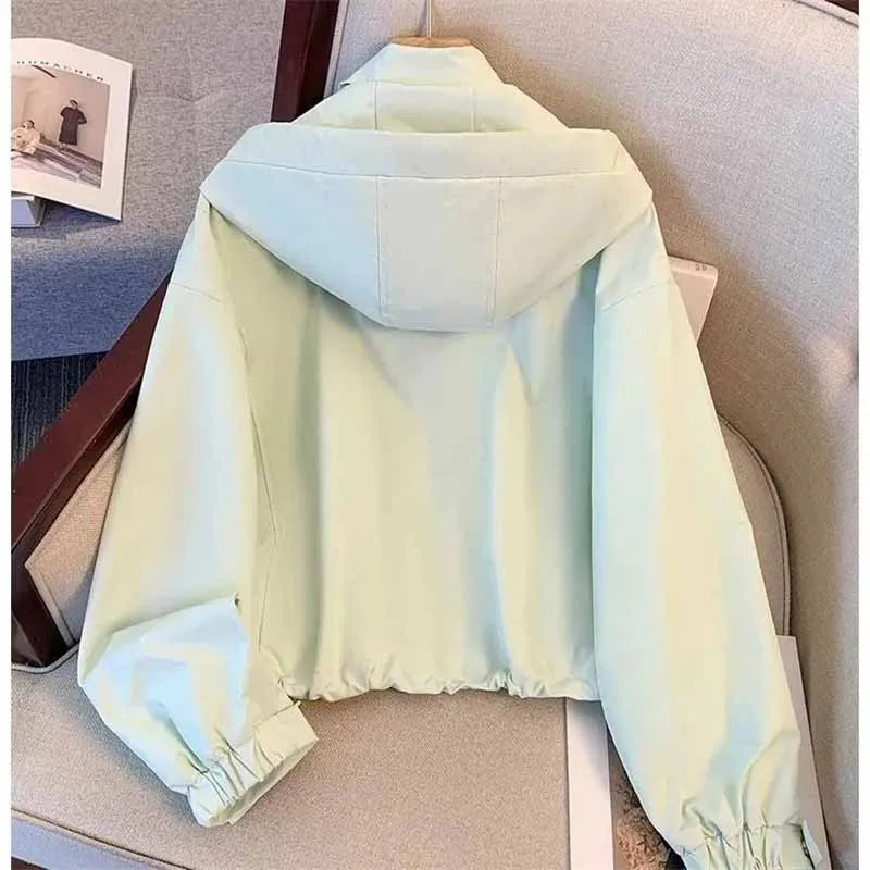 Korean Ladies Solid Color Thin Style Workwear Outwear Women Hooded Zipper Coat Autumn Female Long Sleeves Short Jacket
Korean Ladies Solid Color Thin Style Workwear Outwear Women Hooded Zipper Coat Autumn Female Long Sleeves Short Jacket