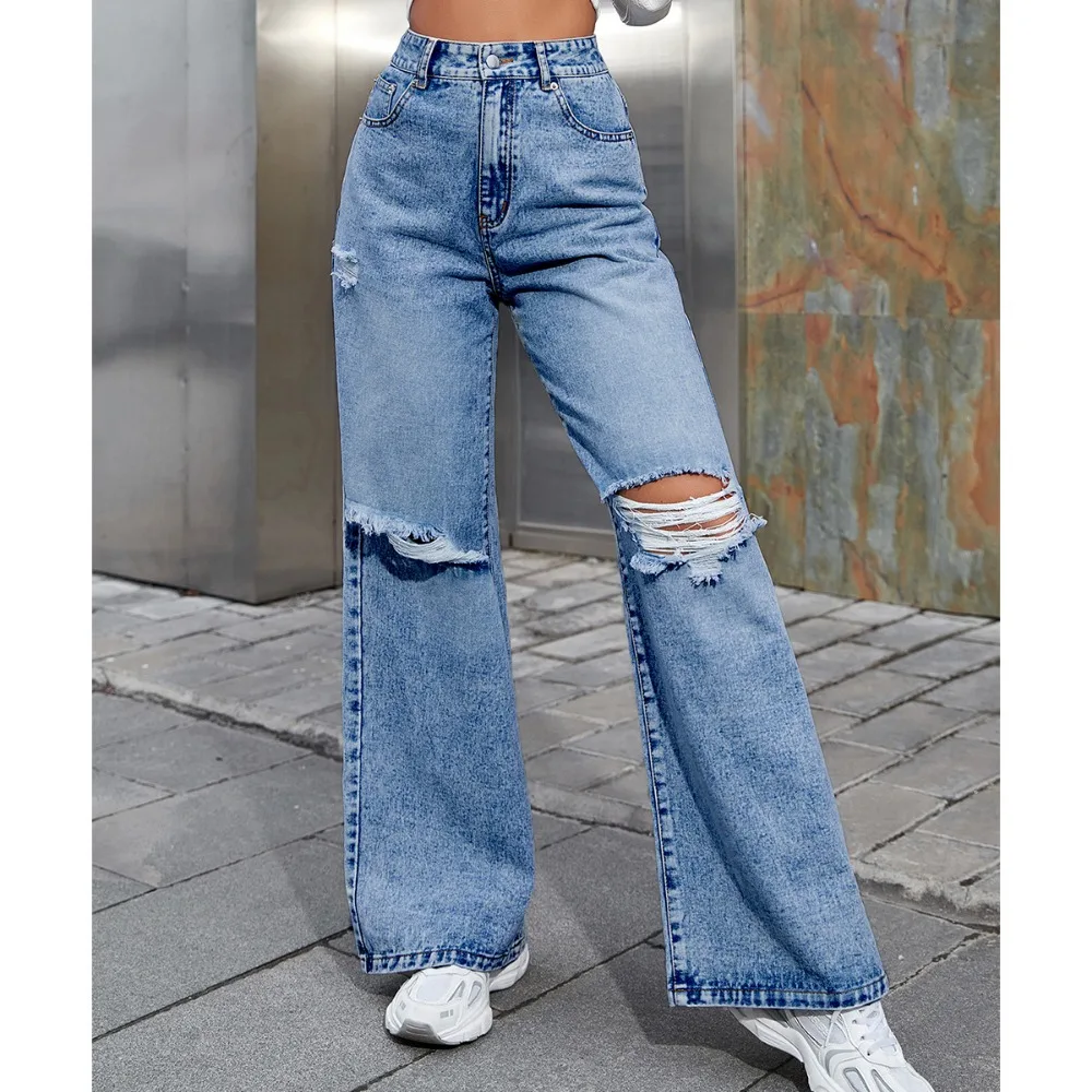 2026 Fall High Waist Straight Women's Ripped Jeans Women New Blue Denim Trousers Fashion Streetwear Wide Leg Baggy Pants Casual
2026 Fall High Waist Straight Women's Ripped Jeans Women New Blue Denim Trousers Fashion Streetwear Wide Leg Baggy Pants Casual