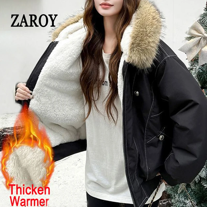 ZAROY Women Spring Outerwear Fur Collar Hooded Jacket Thick Warm Parkas Gothic Y2k Harajuku Coat Casual Streetwear куртка
ZAROY Women Spring Outerwear Fur Collar Hooded Jacket Thick Warm Parkas Gothic Y2k Harajuku Coat Casual Streetwear куртка
