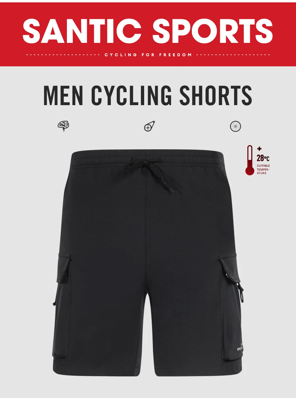 Santic Men's Mountain Bike Shorts Loose Casual Mountain Bike Shorts Sponge Pads Woven Fabric with Pockets S-4XL
Santic Men's Mountain Bike Shorts Loose Casual Mountain Bike Shorts Sponge Pads Woven Fabric with Pockets S-4XL