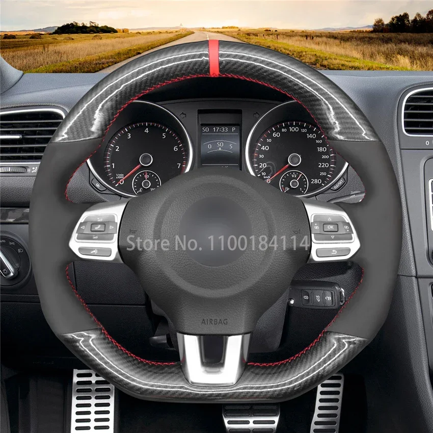 Hand-Sewn PU Carbon Fiber Leather Car Steering Wheel Cover for Volkswagen Golf 6 (VI) GTI Polo (R-Line) Scirocco Tiguan (R-Line)
Hand-Sewn PU Carbon Fiber Leather Car Steering Wheel Cover for Volkswagen Golf 6 (VI) GTI Polo (R-Line) Scirocco Tiguan (R-Line)
