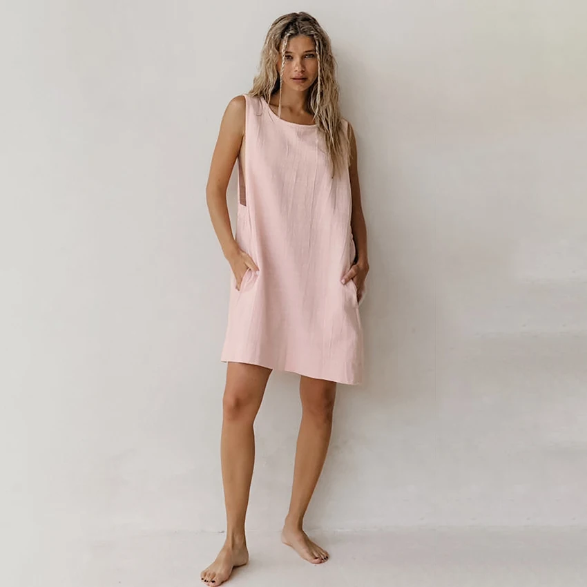 Linad 2025 Summer Casual Sleeveless Loose Dress For Women Street Chic O Neck Straight Dresses Female Sexy Blue Mini Dress Woman
Linad 2025 Summer Casual Sleeveless Loose Dress For Women Street Chic O Neck Straight Dresses Female Sexy Blue Mini Dress Woman