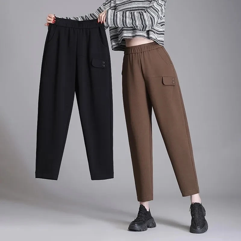 Autumn Winter Thicken Wool Harem Pants Streetwear Fashion High Waist Elastic All-match Solid Women Loose Casual Pencil Trousers
Autumn Winter Thicken Wool Harem Pants Streetwear Fashion High Waist Elastic All-match Solid Women Loose Casual Pencil Trousers
