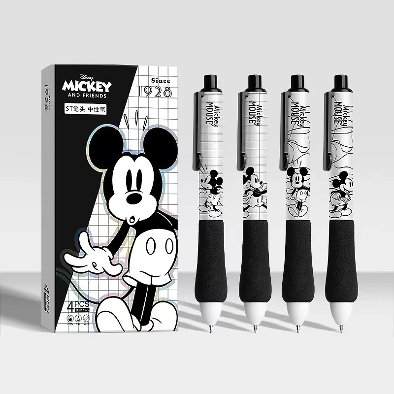 4 шт., черные быстросохнущие ручки Disney с Микки Маусом, нейтральные ручки с прессовым механизмом, милые креативные канцелярские принадлежности для студентов, подарок
4 шт., черные быстросохнущие ручки Disney с Микки Маусом, нейтральные ручки с прессовым механизмом, милые креативные канцелярские принадлежности для студентов, подарок