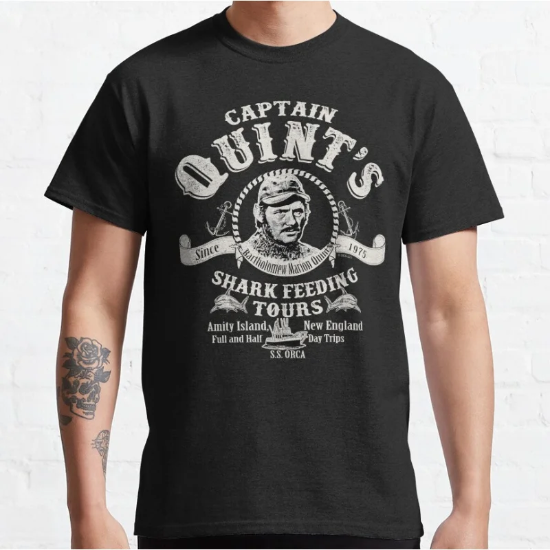 Captain Quint's Shark Feeding Tours Fly Fishing Retro Outdoors sport gift for fishermen T-shirt large size Adult Tops S-6xl
Captain Quint's Shark Feeding Tours Fly Fishing Retro Outdoors sport gift for fishermen T-shirt large size Adult Tops S-6xl