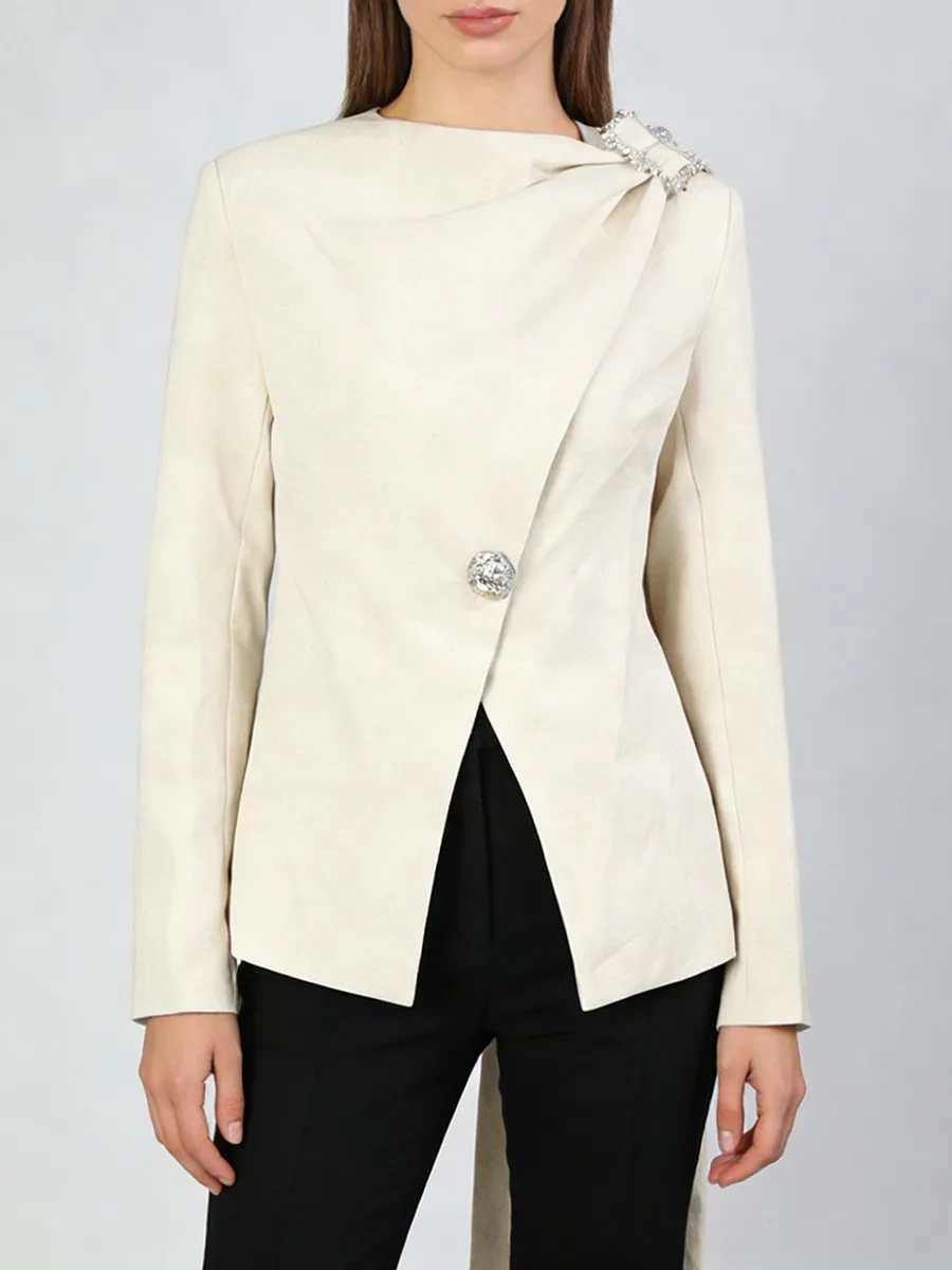 French Chic Blazer Women Asymmetric Cape Design Cropped Suit Jacket Elegant Crystal Button Long Sleeve White Outerwear 2026 New
French Chic Blazer Women Asymmetric Cape Design Cropped Suit Jacket Elegant Crystal Button Long Sleeve White Outerwear 2026 New