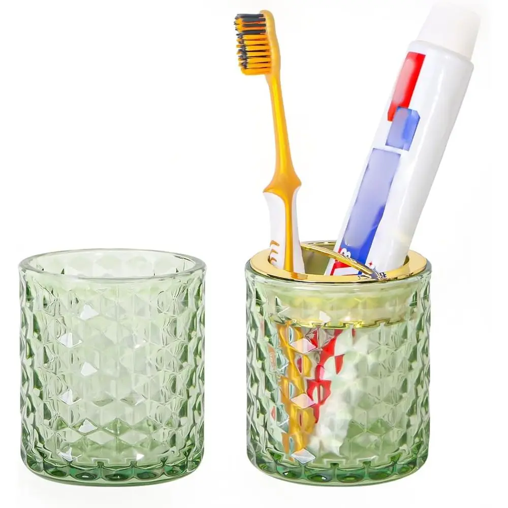 Green Toothbrush Holders Bathrooms, Glass Toothbrush Holder Bathroom Tumbler Set, Gold Tooth Brush Cup Holder, Bathroom Counter
Green Toothbrush Holders Bathrooms, Glass Toothbrush Holder Bathroom Tumbler Set, Gold Tooth Brush Cup Holder, Bathroom Counter