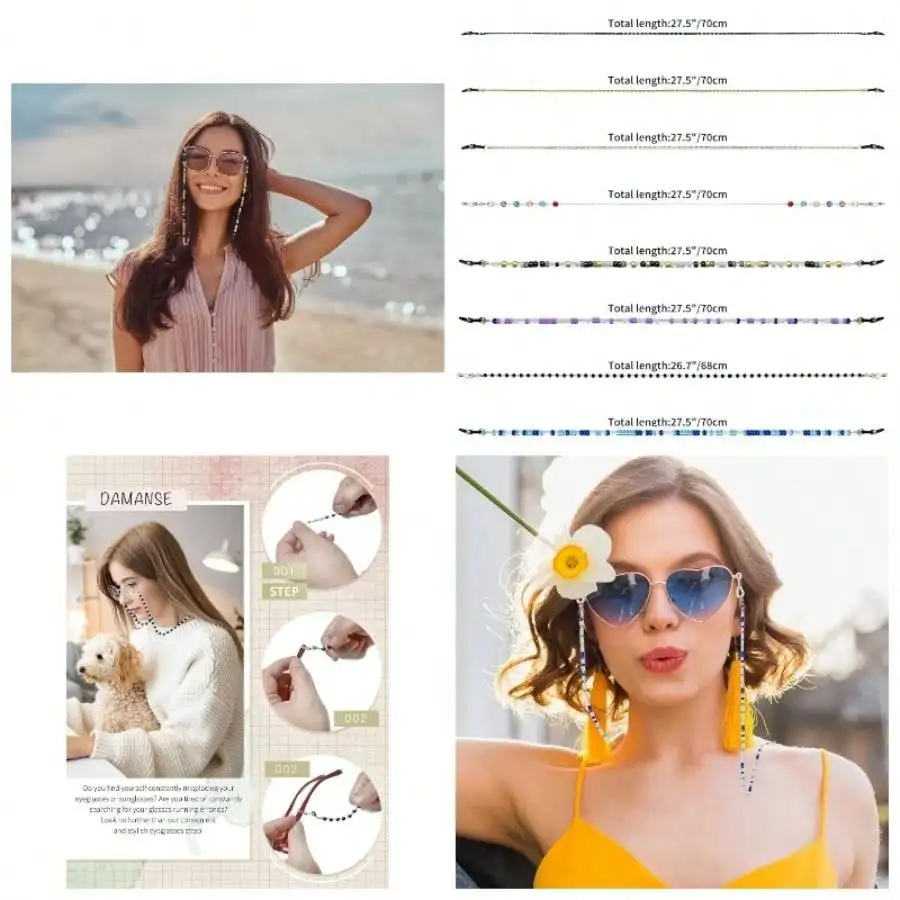 8 Pcs Beaded Eye Glasses Strap Holders Around Neck Women
8 Pcs Beaded Eye Glasses Strap Holders Around Neck Women