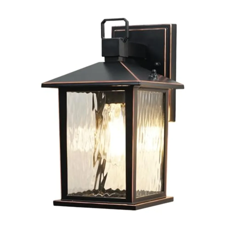 Oil Rubbed Bronze Outdoor Wall Light, 12'' Exterior Lighting Fixture with Water Ripple Glass, Hardwired Die-Casting Aluminum Po
Oil Rubbed Bronze Outdoor Wall Light, 12'' Exterior Lighting Fixture with Water Ripple Glass, Hardwired Die-Casting Aluminum Po