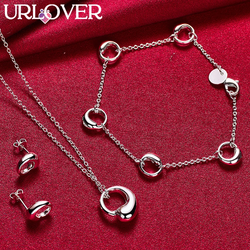 URLOVER 925 Sterling Silver Water Droplet Chain Necklace Bracelet Earring Set For Woman Party Birthday Wedding Fashion Jewelry
URLOVER 925 Sterling Silver Water Droplet Chain Necklace Bracelet Earring Set For Woman Party Birthday Wedding Fashion Jewelry