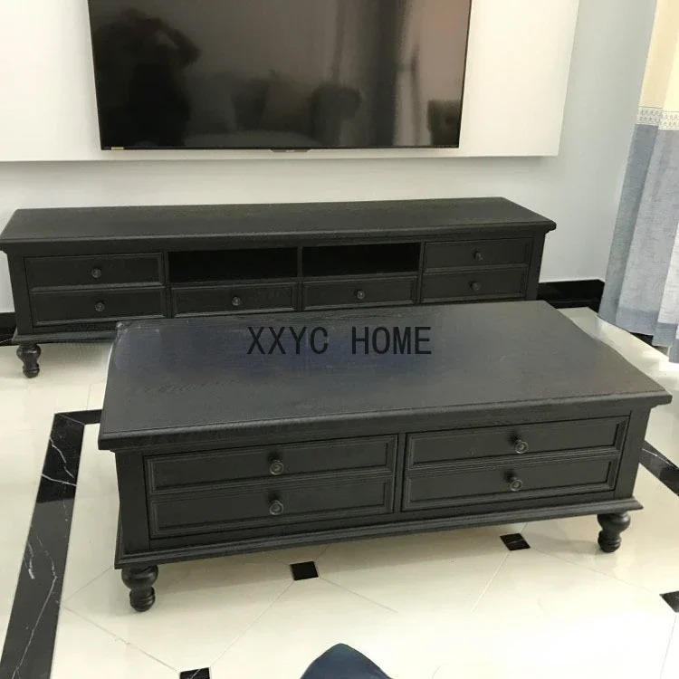 American-Style Solid Wood Coffee Table Combination Living Room Oak Carved Coffee Table Audio-Visual Locker
American-Style Solid Wood Coffee Table Combination Living Room Oak Carved Coffee Table Audio-Visual Locker