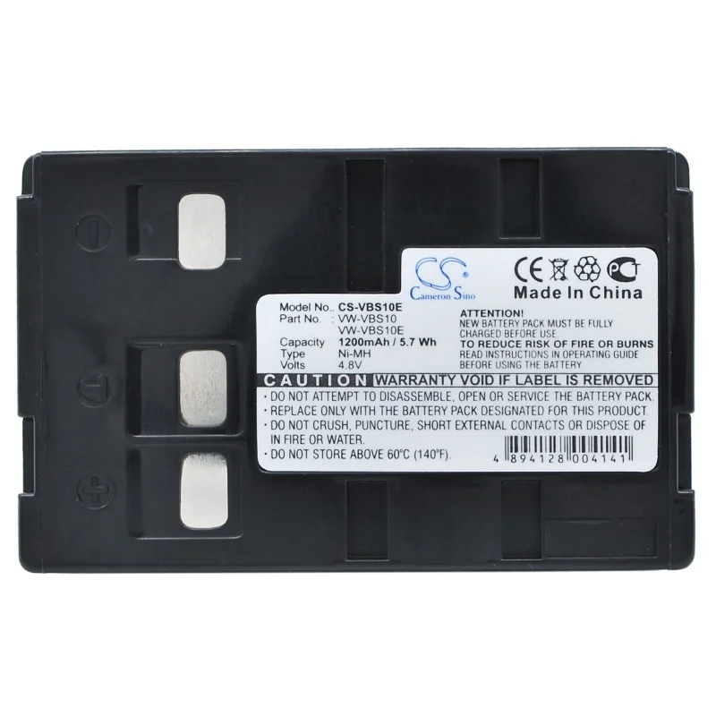 Ni-MH Camera Battery for Panasonic, 4.8V, 1200mAh, Compatible Models: NV-A1, NV-A1EN, VW-VBS10E, VW-VBS20E
Ni-MH Camera Battery for Panasonic, 4.8V, 1200mAh, Compatible Models: NV-A1, NV-A1EN, VW-VBS10E, VW-VBS20E