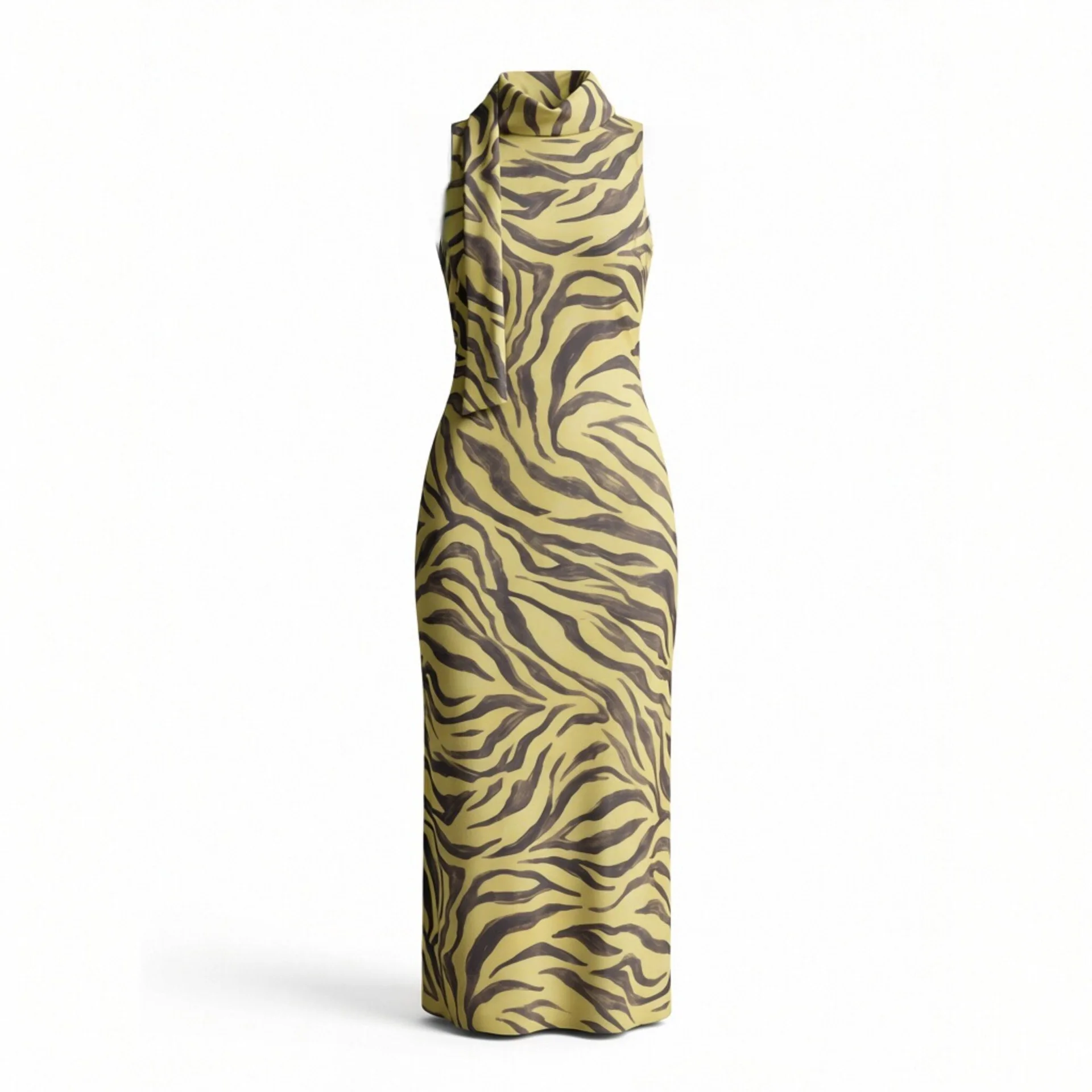 Withered Fashionable Temperament Slim Fit Scarf Collar Zebra Print Dress Elegant Party Dresses Vestidos Women's Dress
Withered Fashionable Temperament Slim Fit Scarf Collar Zebra Print Dress Elegant Party Dresses Vestidos Women's Dress