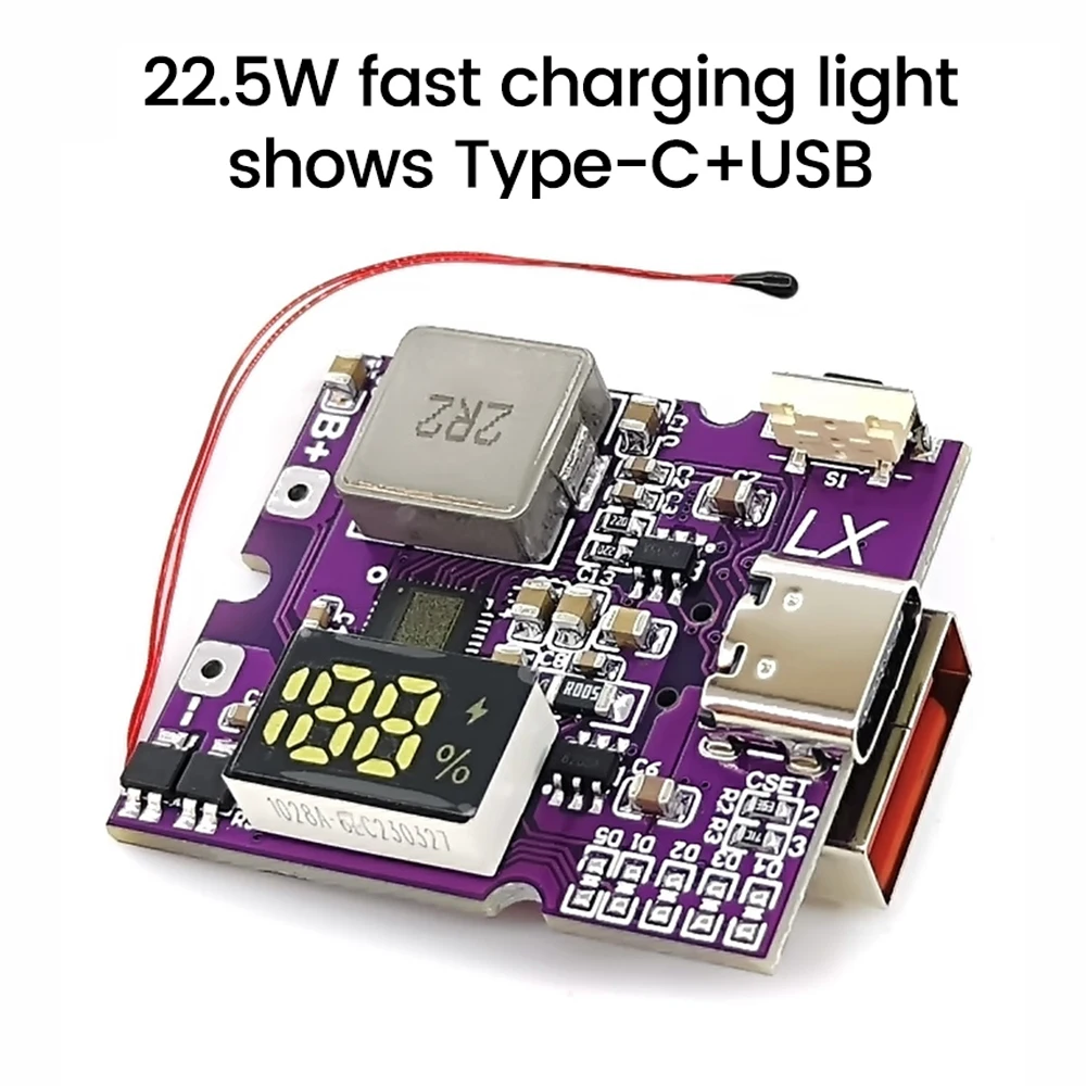 22.5W Power Bank Bidirectional Fast Charging Mobile Power Bank Module for Lithium Battery Charger Board Supports PD3.0/PD2.0
22.5W Power Bank Bidirectional Fast Charging Mobile Power Bank Module for Lithium Battery Charger Board Supports PD3.0/PD2.0