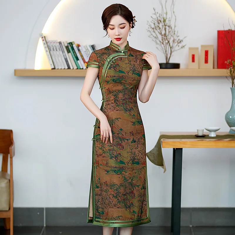 Novelty Retro Long Dress Autumn New Chinese Traditional Cheongsam Handmade Button Women Sexy Qipao Side Split Vestidos
Novelty Retro Long Dress Autumn New Chinese Traditional Cheongsam Handmade Button Women Sexy Qipao Side Split Vestidos