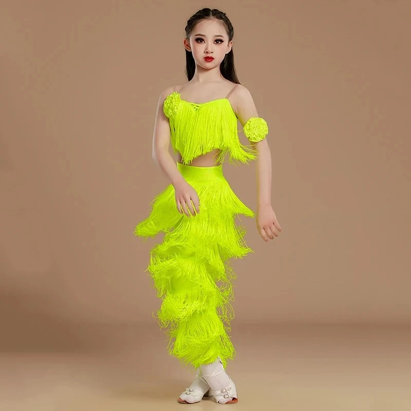 Kids Latin Dance Clothes Girls Tassel Tops Pants Cha Cha Rumba Samba Dance Practice Perform Costume Competition Wear
Kids Latin Dance Clothes Girls Tassel Tops Pants Cha Cha Rumba Samba Dance Practice Perform Costume Competition Wear
